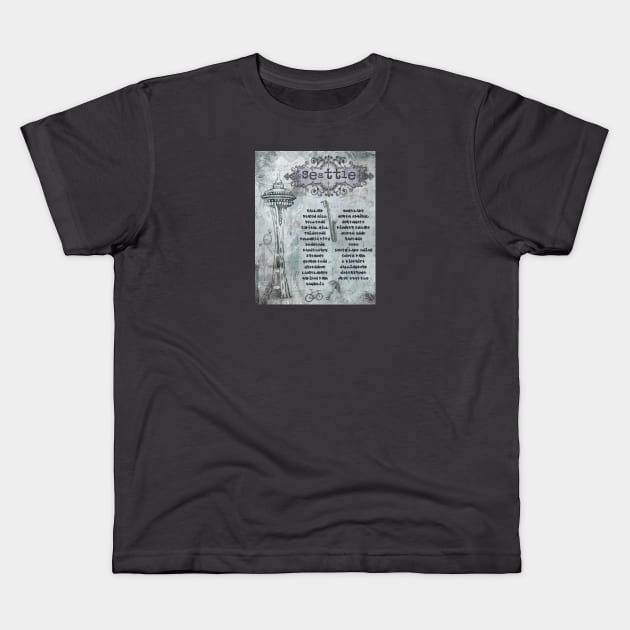 Seattle Washington neighborhoods Kids T-Shirt by artsytee